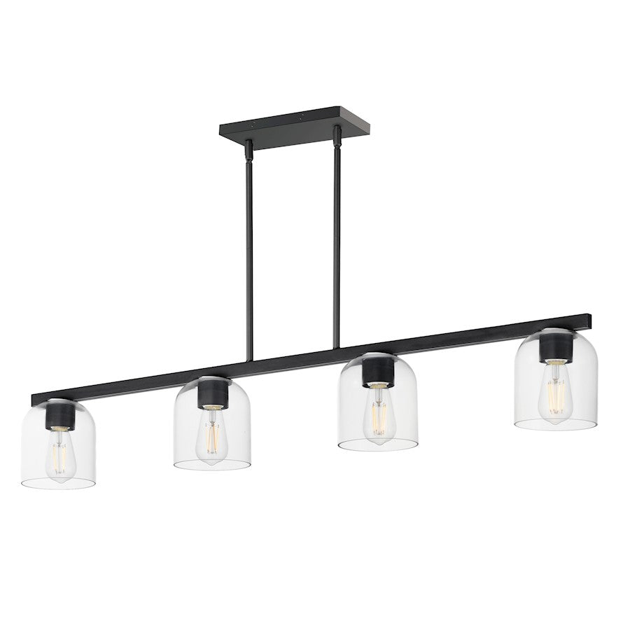 Maxim Lighting Scoop 4 Light Linear Pendant, Black/Clear
