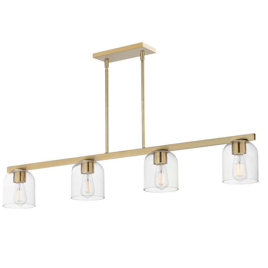 Maxim Lighting Scoop 4 Light Linear Pendant, Aged Brass/Clear
