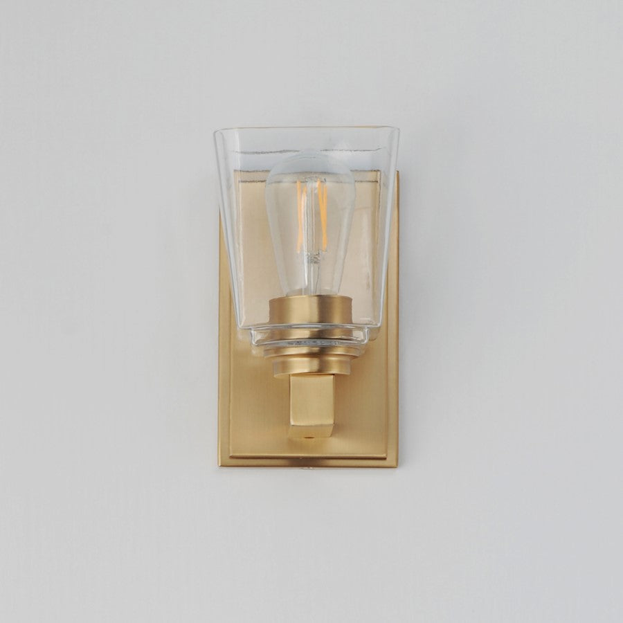 Maxim Lighting Cubos 1 Light Wall Sconce, Natural Aged Brass/Clear