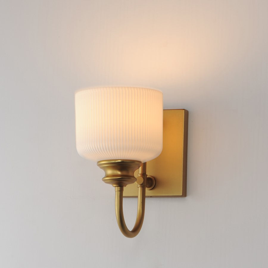 Maxim Lighting Bisque 1 Light Wall Sconce, Natural Aged Brass/White