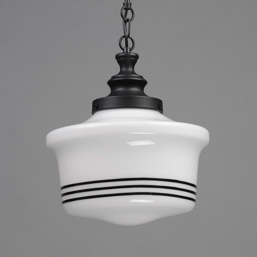 Maxim Lighting Eureka 1 Light 14" Pendant, Black/White