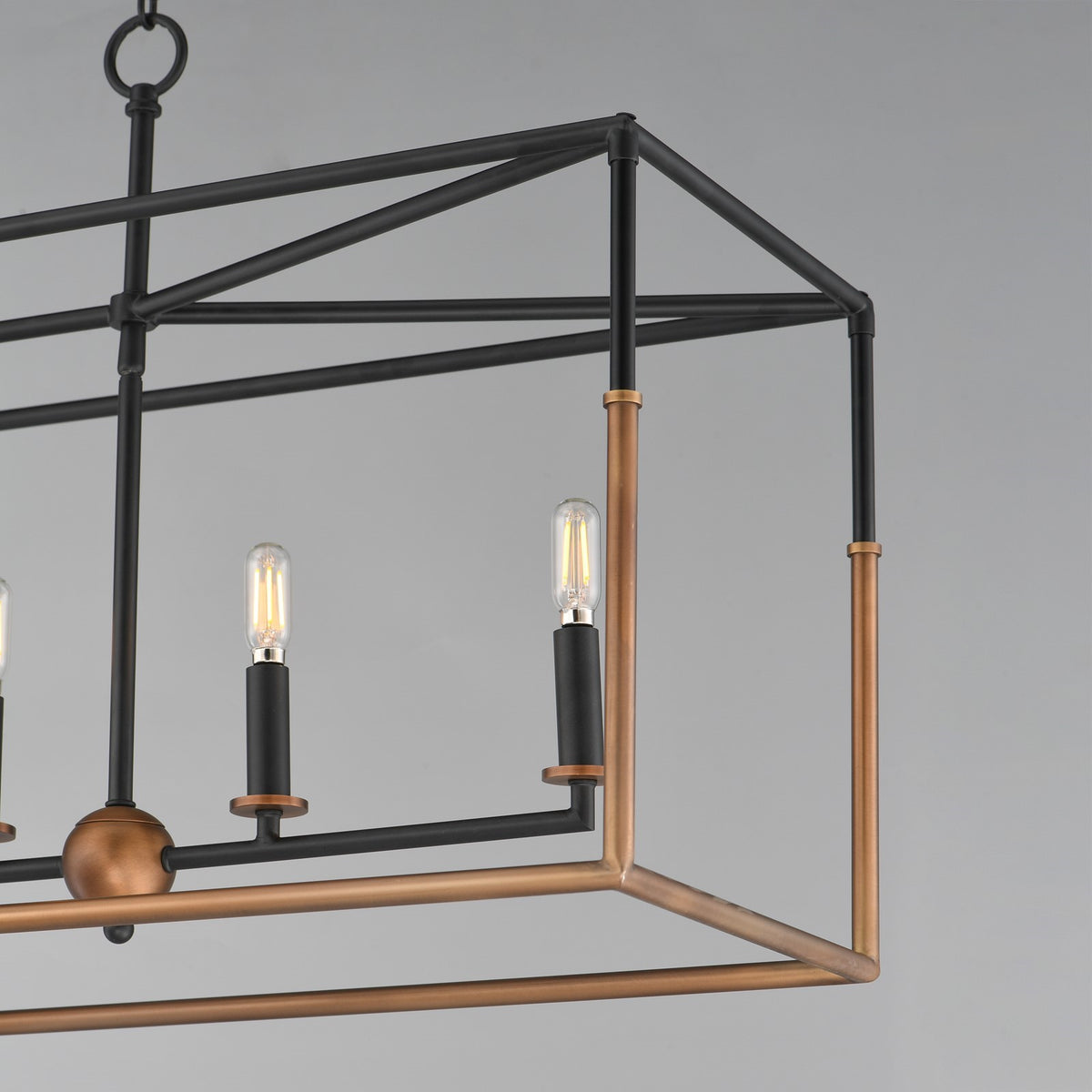 Maxim Lighting SoHo 6Lt 21" Linear Pendant, Black/Weathered Brass - 28626BKWBR