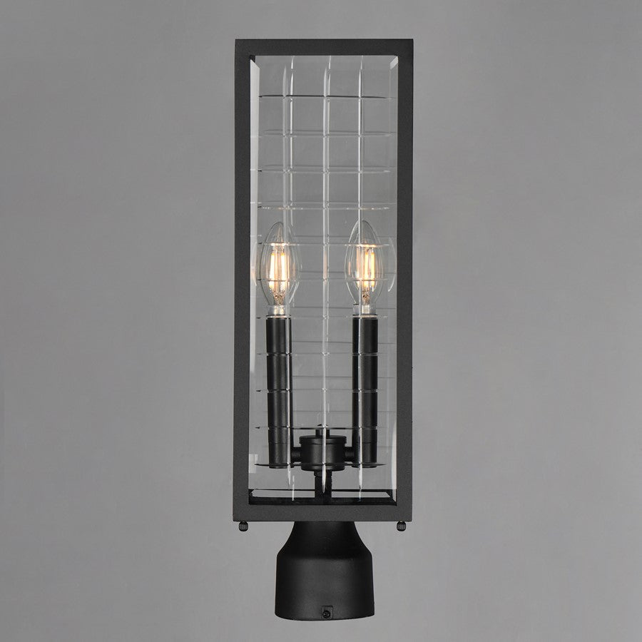 Maxim Lighting Magnus 2 Light Outdoor Pole/Post Mount, Black/Clear