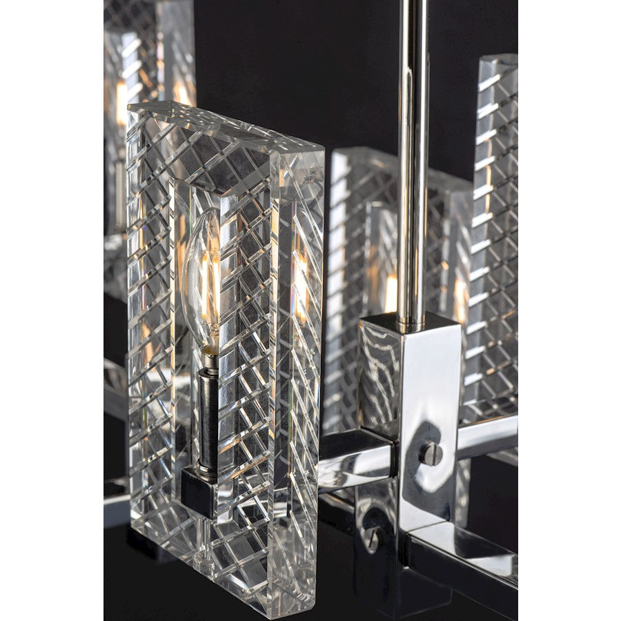 8 Light Linear Chandelier, Polished Nickel