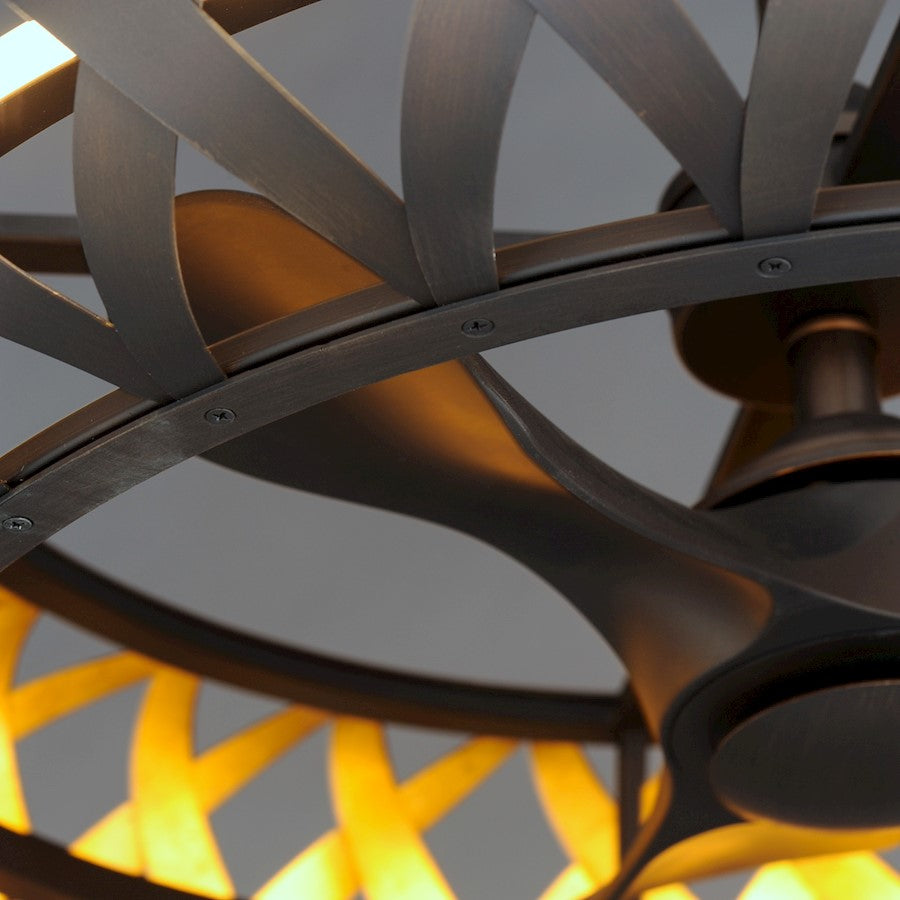 Weave WiFi LED Fandelight, Bronze Gilt
