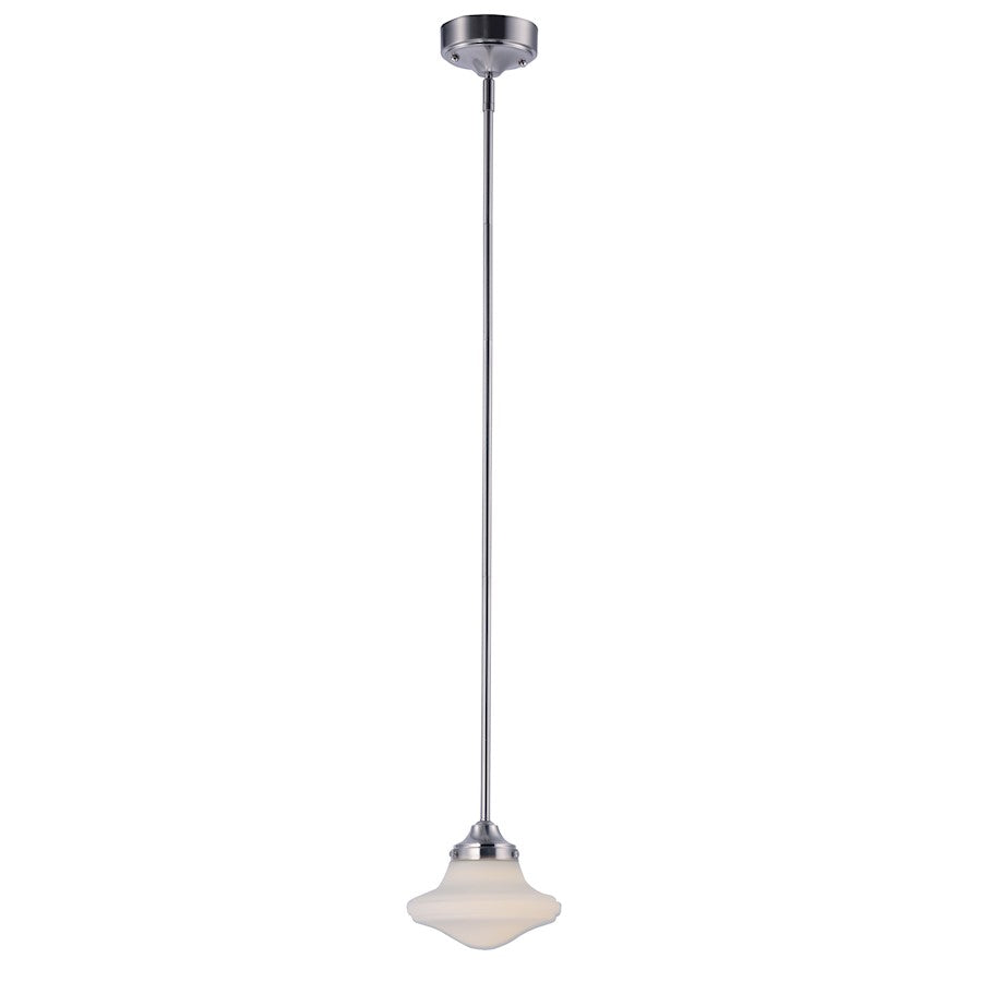 1 Light Mini Pendant, Nickel/White