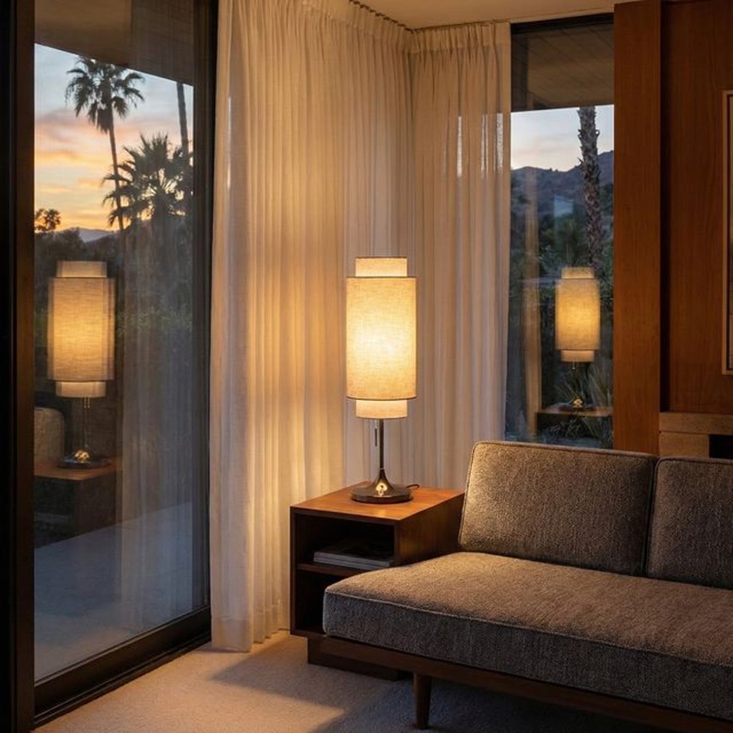 Nova California Lollipop 31in 1-Light Table Lamp | Black Nickel and Cashmere Gray Linen Shade | Living Room & Bedroom Accent | Model 1011802BN