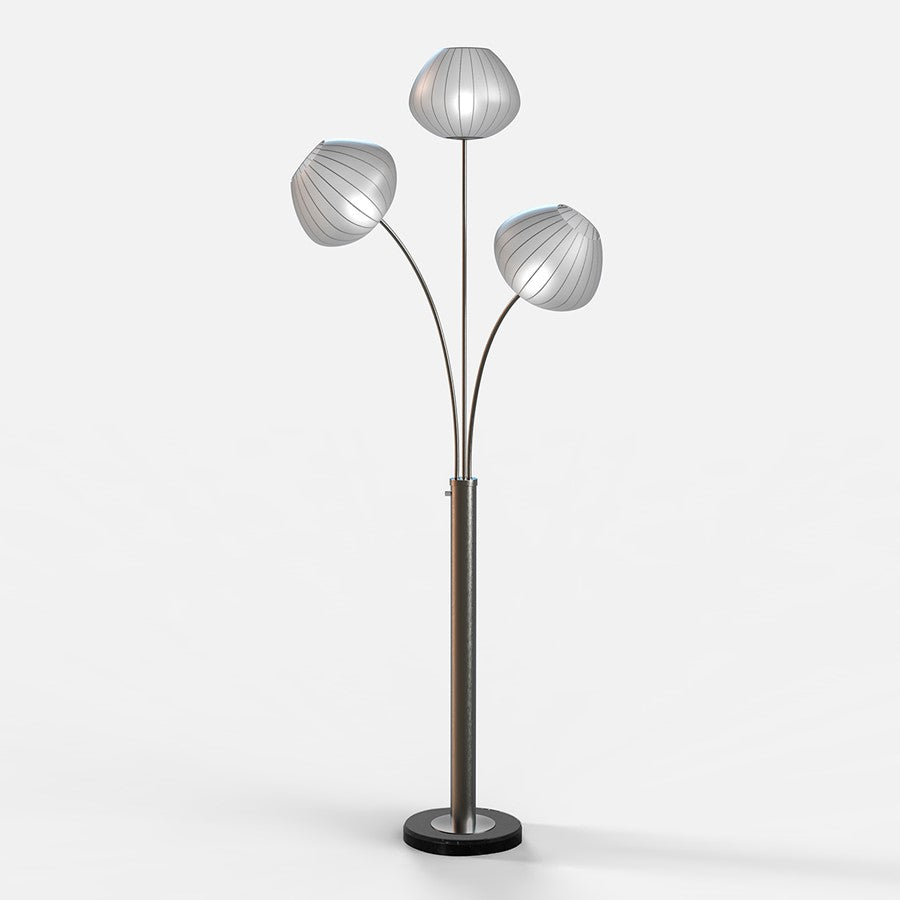 Nova California Bloom 61in 3-Light Arc Floor Lamp | Mid-Century Modern Black Nickel and White Satin | Living Room & Lounge Ambient | Model 2010799BN