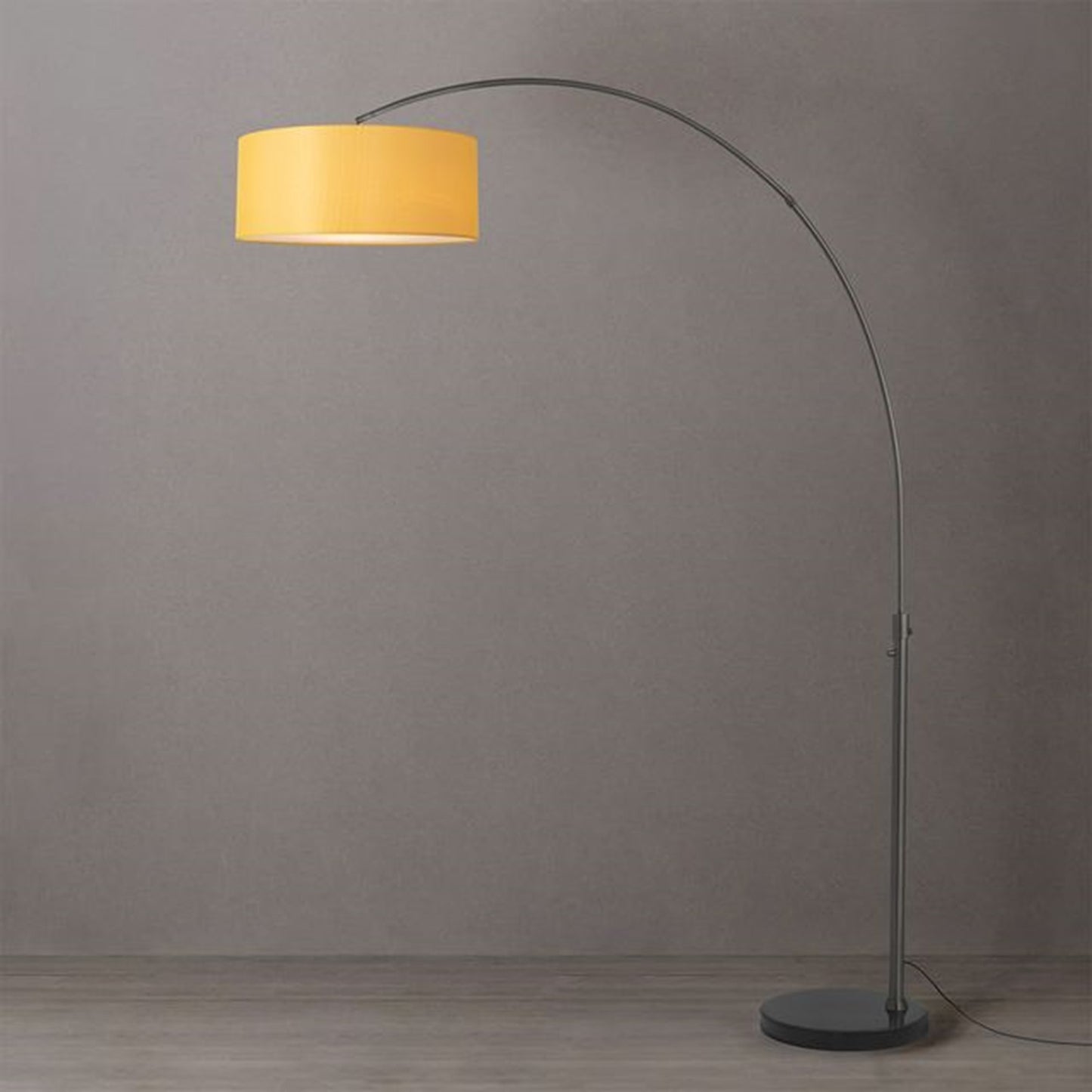 Nova California Float 92in 1-Light Arc Lamp | Modern Black Nickel and Mustard Linen | Living Room & Home Office | 68 x 18 x 92 in | Model 2110820MU