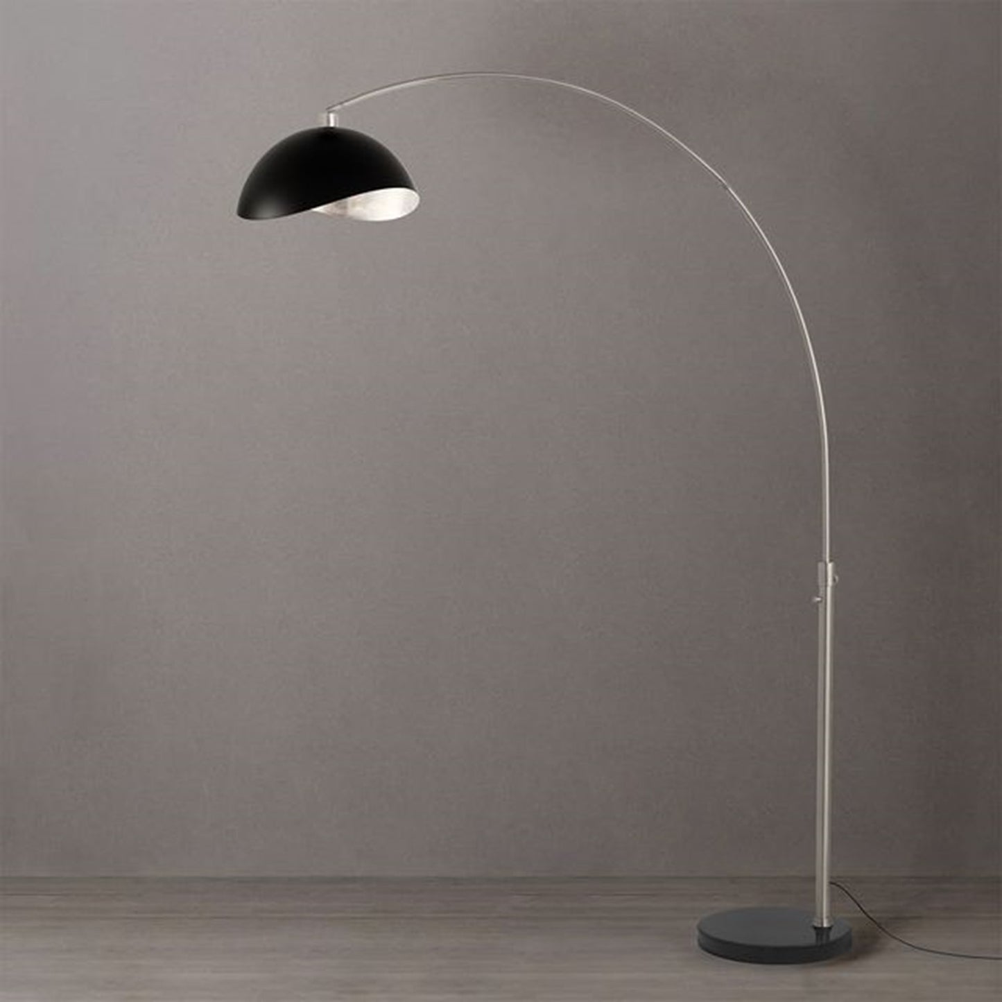 Nova California Float Luna Bella 92in 1-Light Arc Lamp | Modern Matte Black and Silver Metal Shade | Living Room & Reading | Model 2114819MS