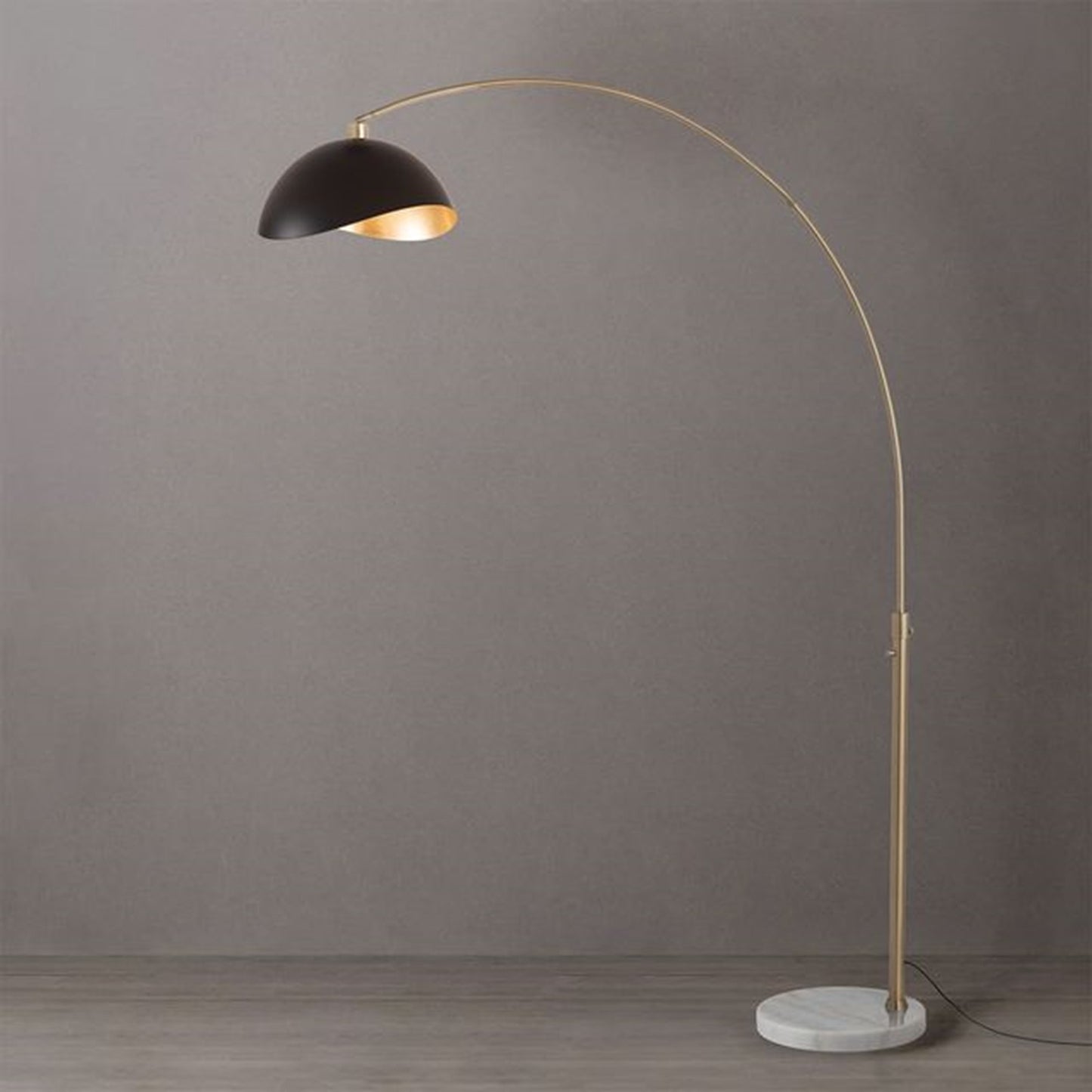 Nova California Float Luna Bella 92in 1-Light Arc Lamp | Modern Matte Black/Gold Steel and Weathered Brass | Living Room & Home | Model 2114821MG