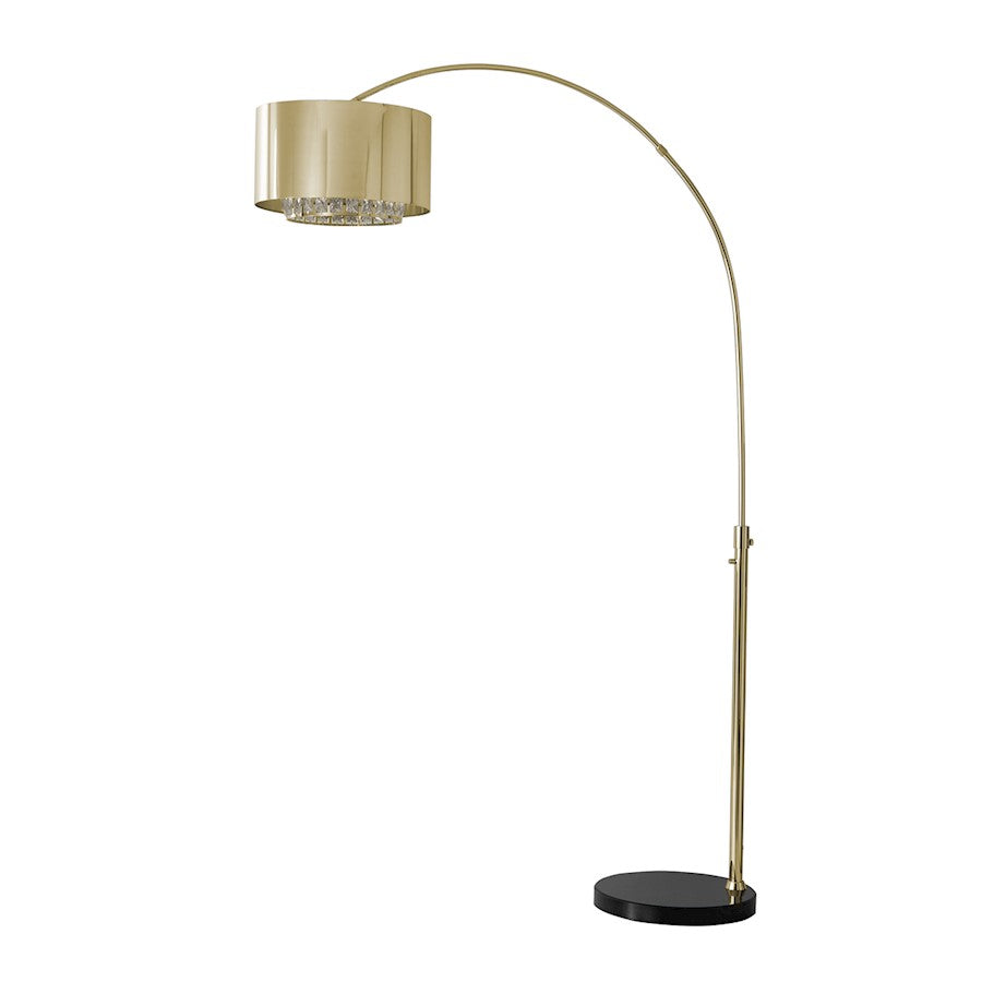 Nova California Marilyn 94in 1-Light Arc Floor Lamp | Glam Weathered Brass and Crystal Mylar Shade | Living Room | 68 x 18 x 94 in | Model 21263WB