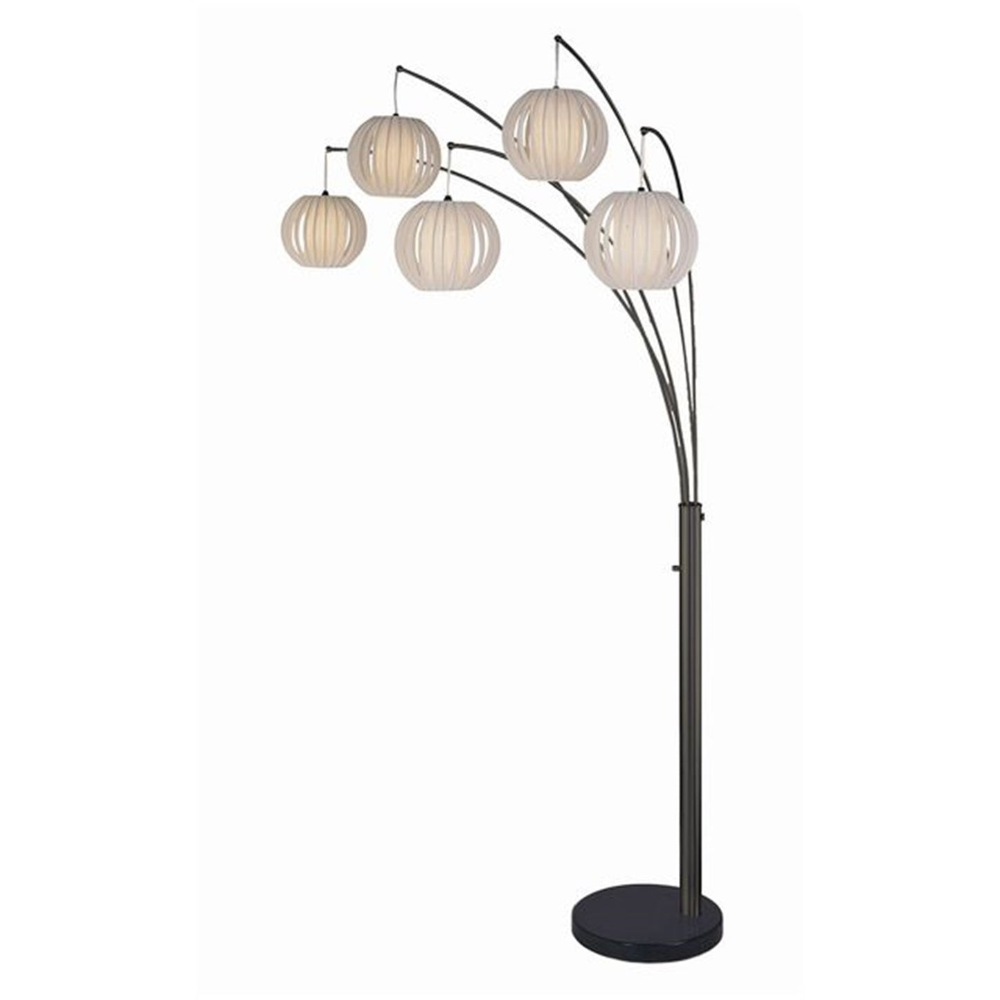 Nova California Bloom 5-Light Arc Lamp | Mid-Century Black Nickel and White Satin Shades | Living Room & Lounge | 44 x 78 x 90 in | Model 2510799BN