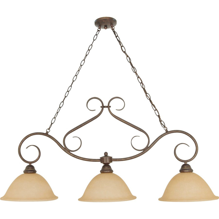 Nuvo Lighting Castillo 44in 3-Light Chandelier | Sonoma Bronze and Champagne Linen Glass | Dining Room & Living Room | 18 x 10 x 38 in | Model 60-1025