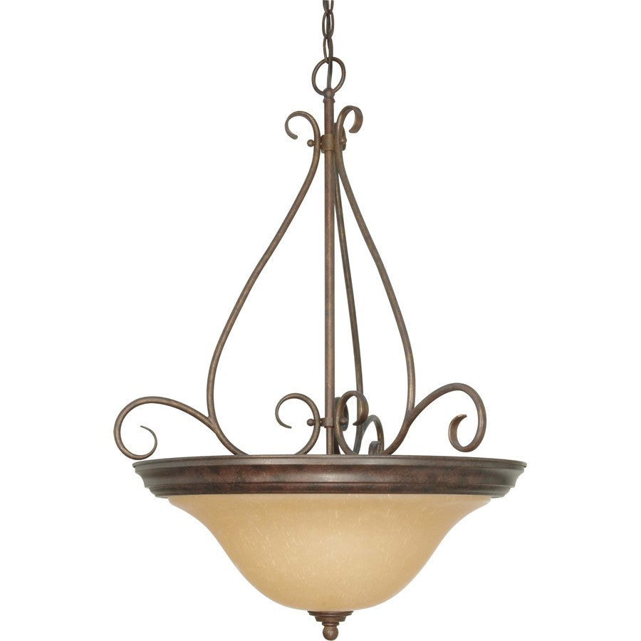 Nuvo Lighting Castillo 19in 3-Light Pendant | Transitional Sonoma Bronze and Champagne Linen Glass | Kitchen Island & Dining Room | 20.5 x | Model 60-1028