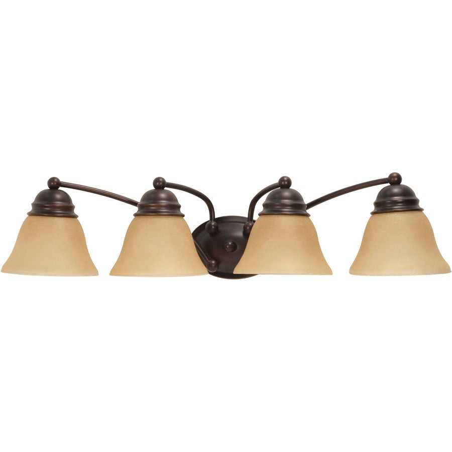 Nuvo Lighting Empire 29in 4-Light Vanity Light | Traditional Mahogany Bronze and Champagne Linen Glass | Bathroom Vanity | 28.75 x 6.125 x | Model 60-1273