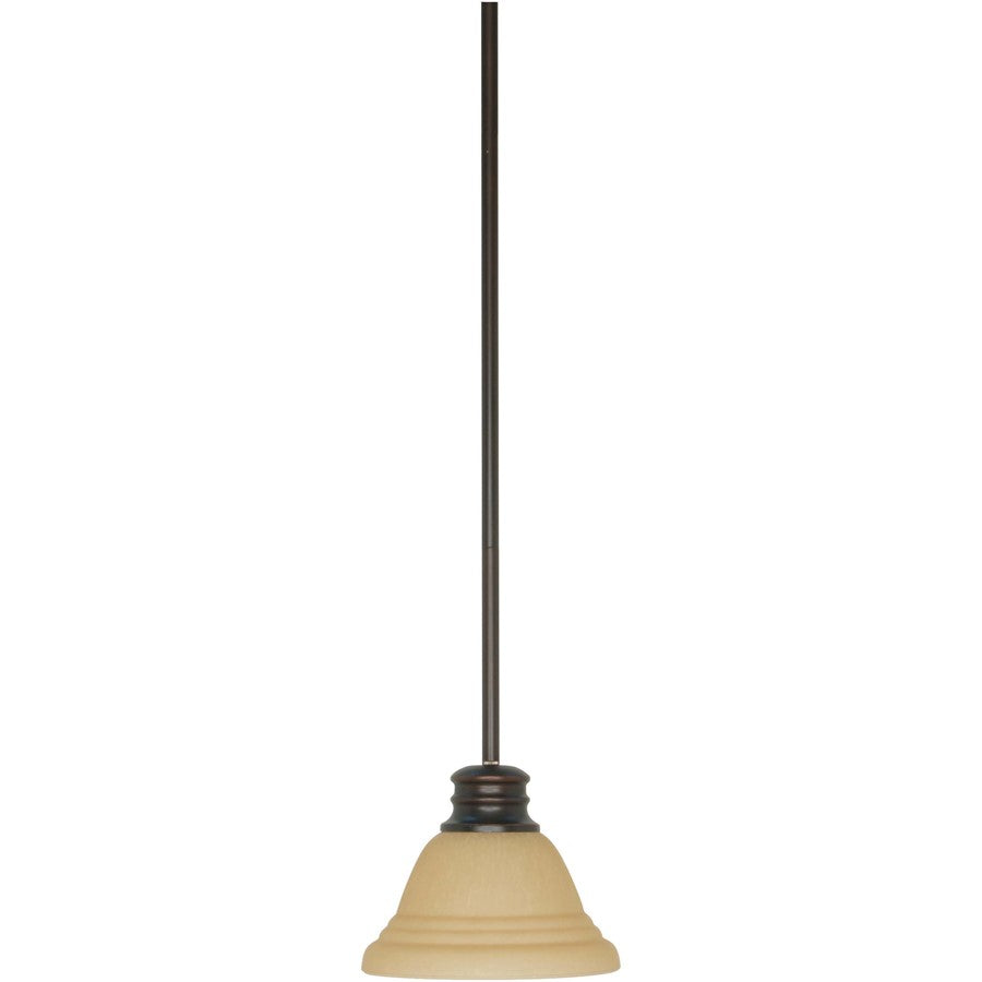 Nuvo Lighting Empire 1-Light 7in Mini Pendant | Mahogany Bronze and Champagne Linen Glass | Kitchen Island & Dining Room | 51in H | Model 60-1277