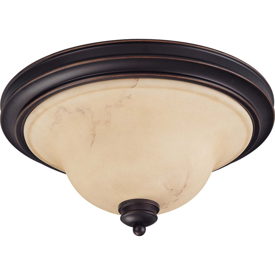 Nuvo Anastasia 15in 2-Light Flush Mount | Curved Copper Espresso Frame and Honey Marble Glass | Bathroom & Hallway Ceiling Light | 15 x | Model 60-1407