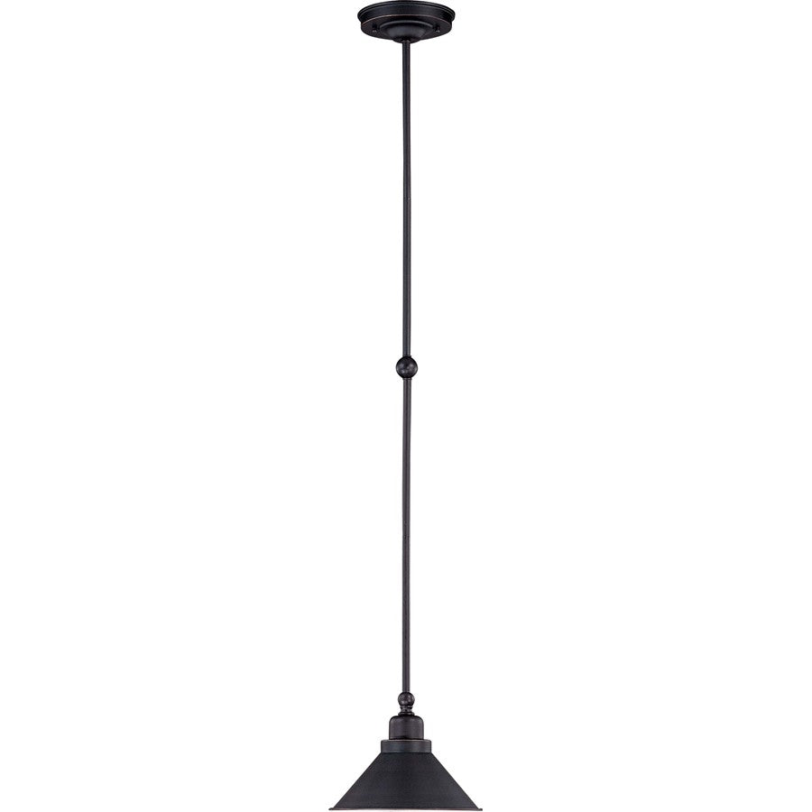 Nuvo Lighting Bridgeview 8.5in 1-Light Mini Pendant | Industrial Mission Dust Bronze and Satin White Glass | Kitchen Island & Dining Room | Model 60-1708