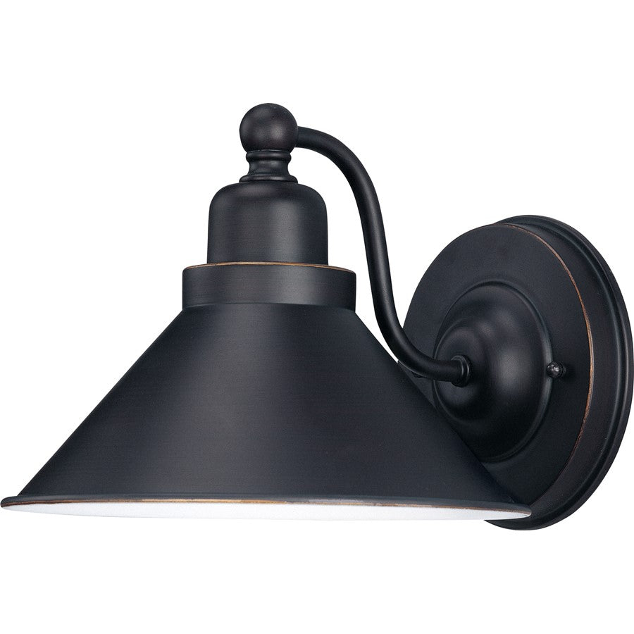 Nuvo Lighting Bridgeview 1-Light Wall Sconce | Industrial Mission Dust Bronze and Satin White Glass | Hallway & Bathroom Vanity Light | Model 60-1709