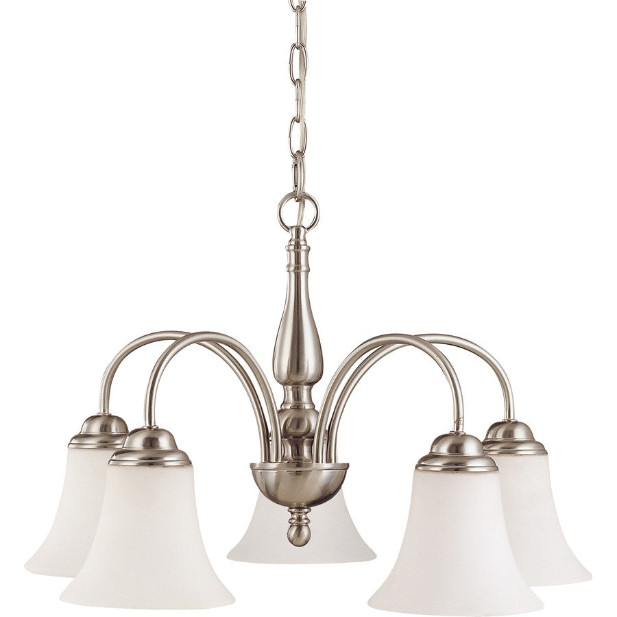 Nuvo Dupont 21in 5-Light Chandelier | Brushed Nickel and Satin White Glass | Dining Room & Kitchen Island | 21 x 16 x 10 in | Model 60-1822