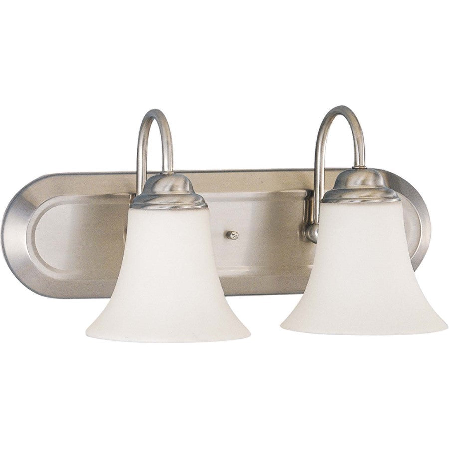 Nuvo Lighting Dupont 2-Light Vanity Light | Brushed Nickel and Satin White Glass | Bathroom Vanity | 13 x 8 x 8 in, Extends 7.75 in | Model 60-1833