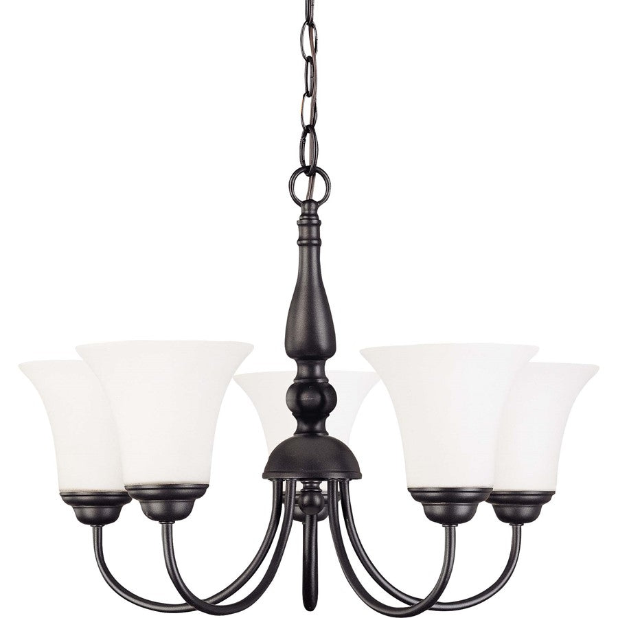 Nuvo Dupont 21in 5-Light Chandelier | Brushed Nickel and Satin White Glass | Dining Room & Living Room | 21 x 16 x 10 in | Model 60-1842