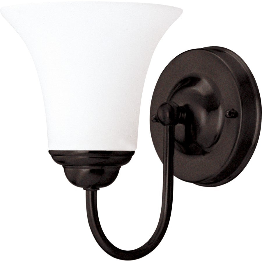 Nuvo Lighting Dupont 1-Light Vanity Light | Brushed Nickel and Satin White Glass | Bathroom Vanity | 6 x 8 x 8.5 in | Model 60-1852