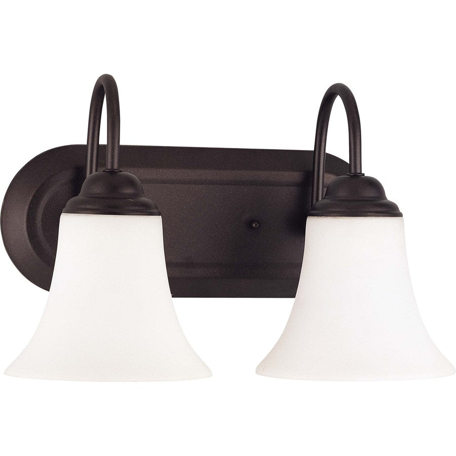 Nuvo Lighting Dupont 13in 2-Light Vanity Light | Traditional Brushed Nickel and Satin White Glass | Bathroom Vanity | 13 x 8 x 7.75 in | Model 60-1853