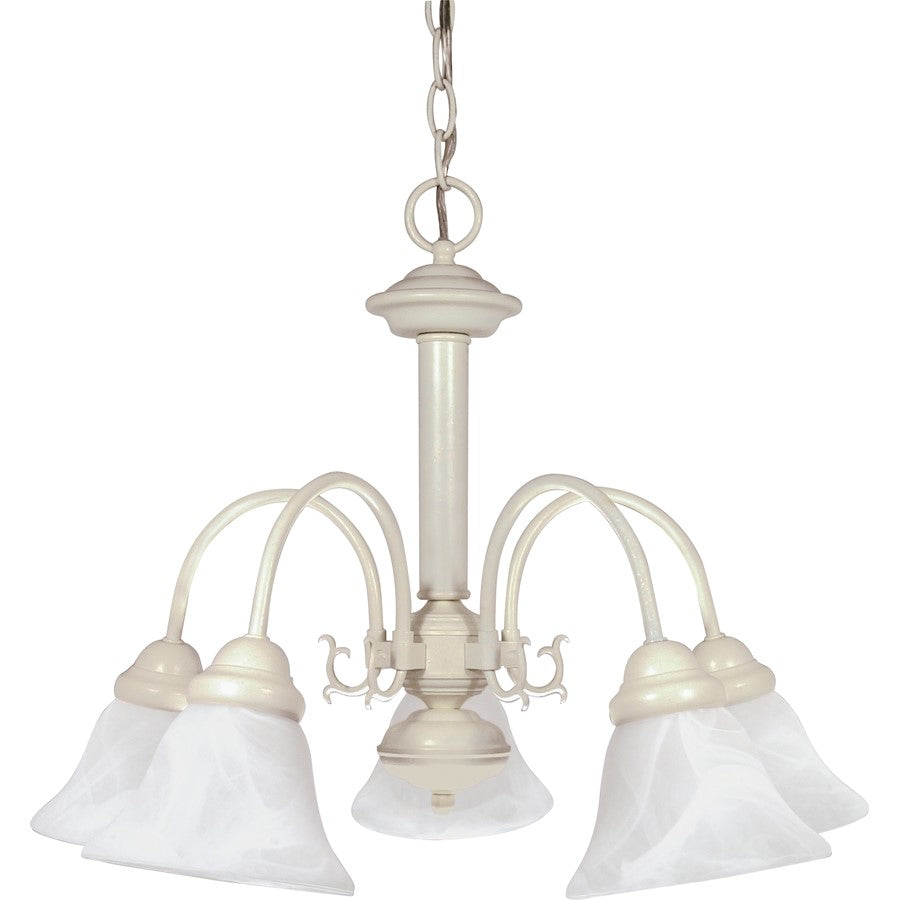 Nuvo Ballerina 24in 5-Light Chandelier | Textured White and Alabaster Glass | Dining Room & Living Room | 20 x 8 x 20 in | Model 60-187