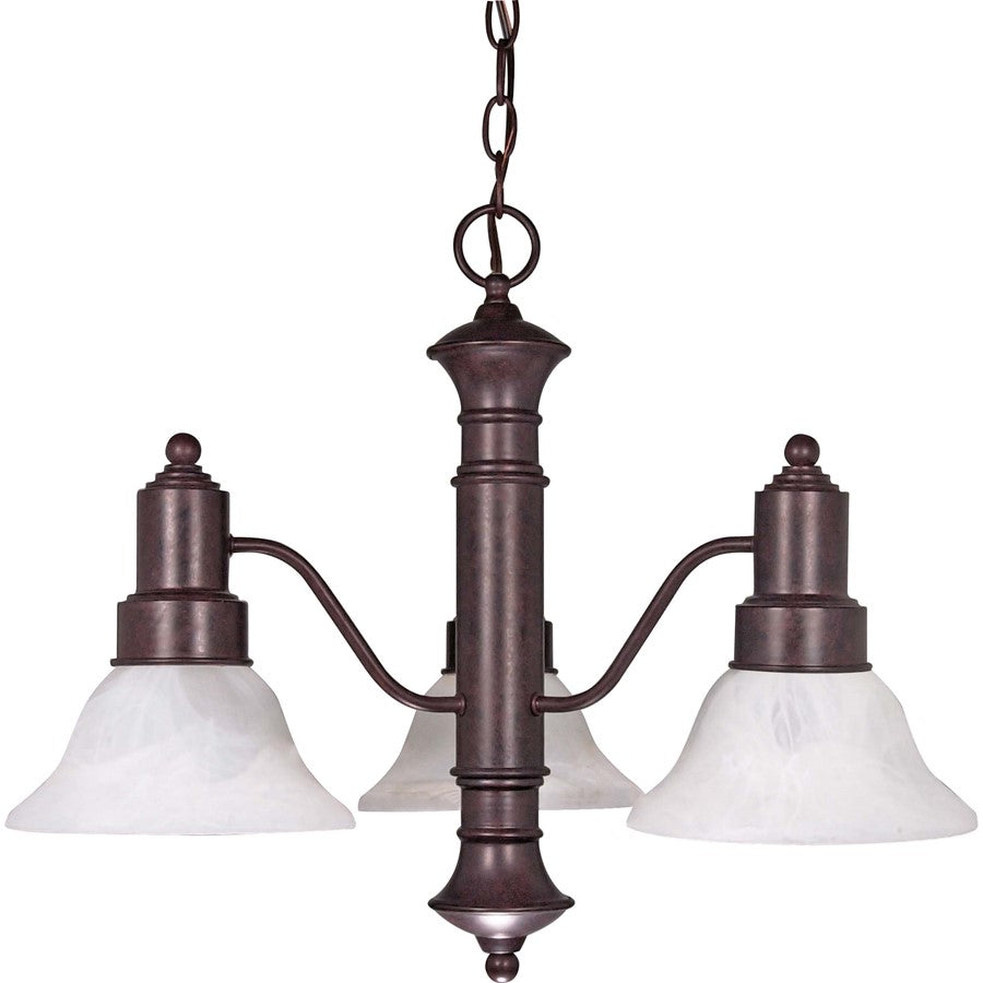 Nuvo Gotham 23in 3-Light Chandelier | Traditional Old Bronze and Alabaster Glass | Dining Room & Living Room | 22.5 x 22.5 x 17.5 in | Model 60-192