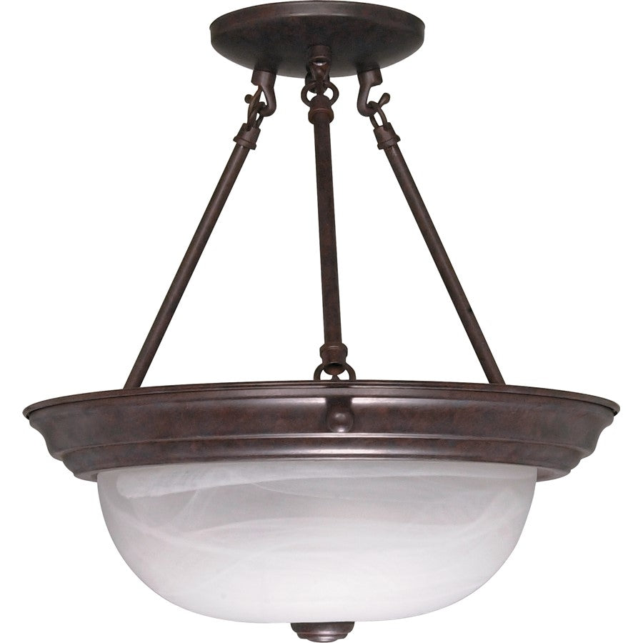 Nuvo Lighting 13in 2-Light Semi-Flush Mount | Traditional Old Bronze and Alabaster Glass | Hallway & Bedroom Ceiling Light | 13.25 x 13.25 | Model 60-209