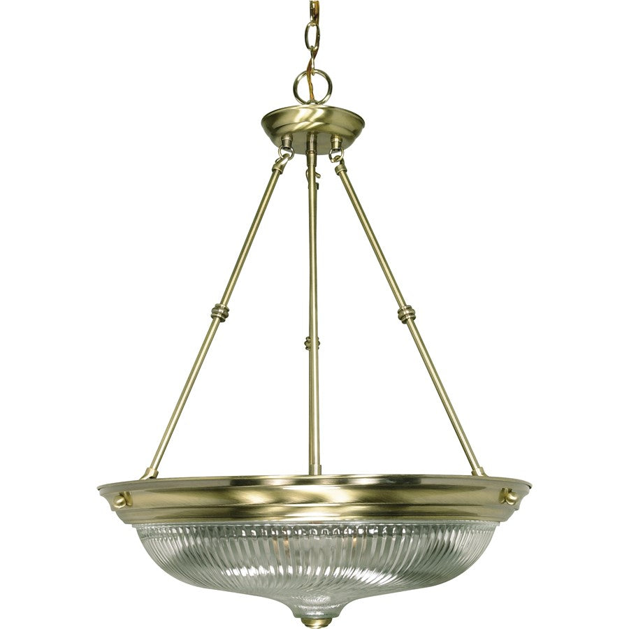 Nuvo Lighting 60-236 20in 3-Light Pendant | Antique Brass and Clear Swirl Glass | Kitchen Island & Dining Room | 15 x 15 x 23 in | Model 60-236