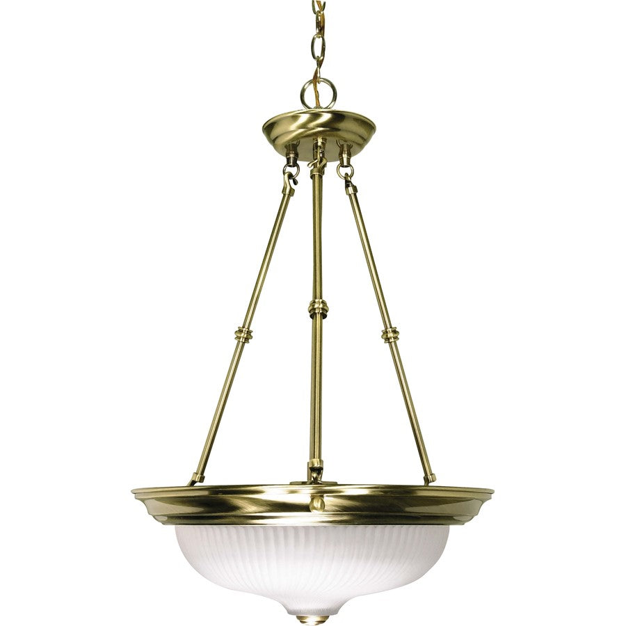 Nuvo Lighting 60-243 15in 3-Light Pendant | Antique Brass and Frosted Swirl Glass | Kitchen Island & Dining Room | 15 x 15 x 23 in | Model 60-243