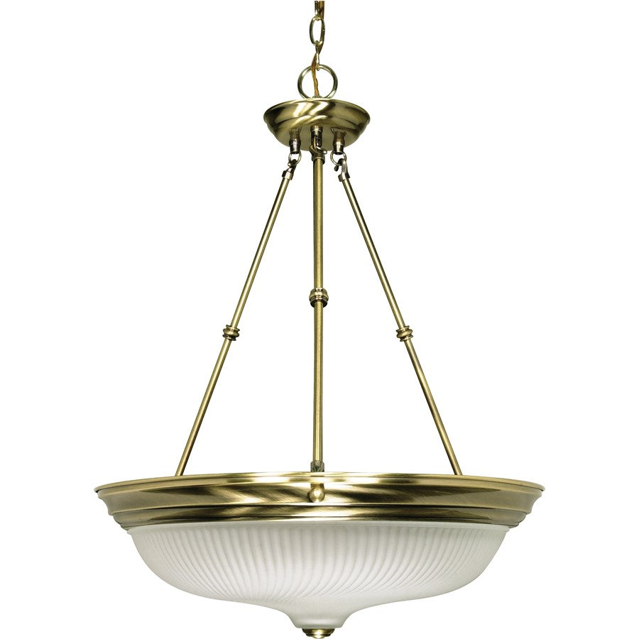 Nuvo Lighting 60-244 20in 3-Light Pendant | Antique Brass and Frosted Swirl Glass | Kitchen Island & Dining Room | 21 x 11 x 21 in | Model 60-244