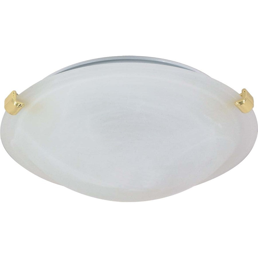 Nuvo 16in 2-Light Flush Mount | White Alabaster Glass | Bathroom & Hallway Ceiling Light | 16 x 5 in, Damp Rated | Model 60-275