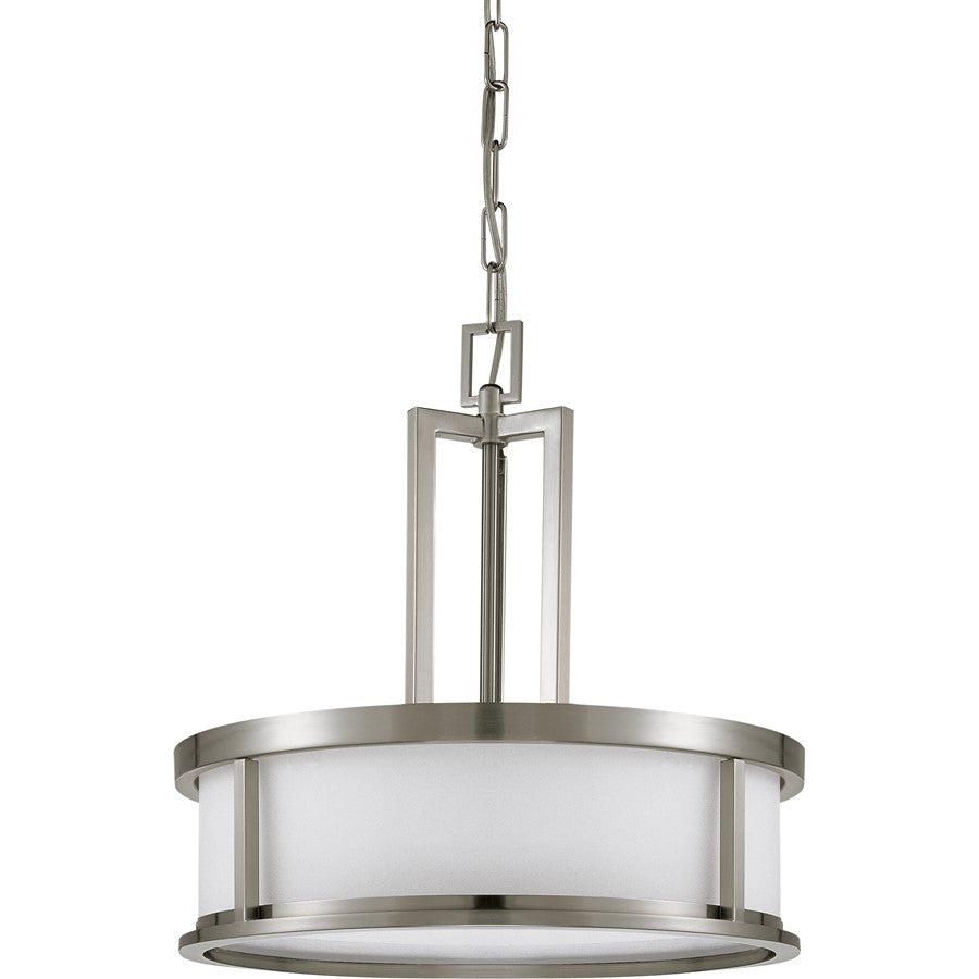 Nuvo Lighting Odeon 20in 4-Light Pendant | Art Deco Brushed Nickel and Satin White Glass | Kitchen Island & Dining Room | 20 x 20 x 17 in | Model 60-2857