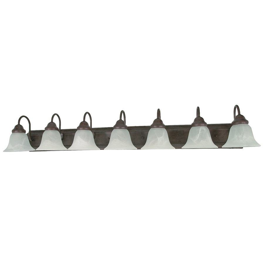 Nuvo Ballerina 48in 7-Light Vanity Light | Traditional Old Bronze and Alabaster Glass | Bathroom Vanity | 48 x 8.5 x 7.625 in | Model 60-292