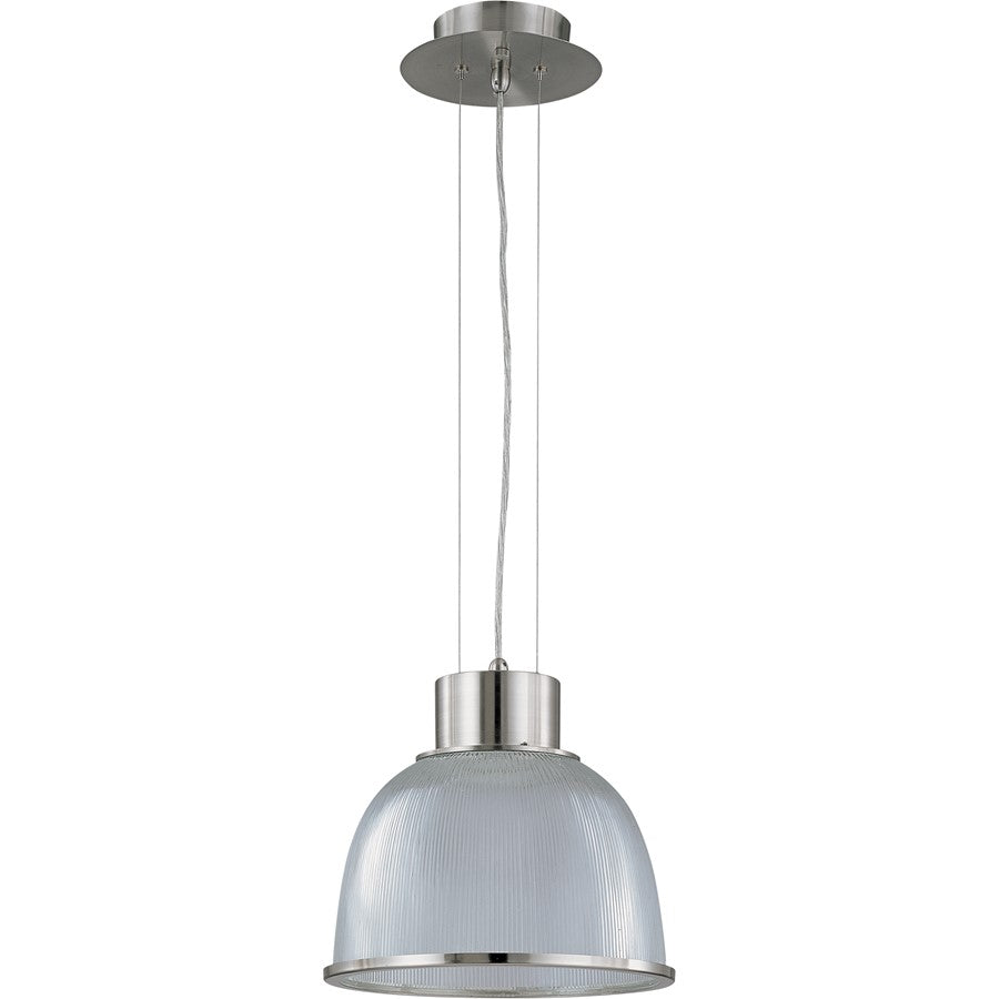 Nuvo Gear 12in 1-Light Pendant | Industrial Brushed Nickel and Clear Prismatic Glass | Kitchen Island & Dining Room | 12.375 x 12.375 x | Model 60-2923