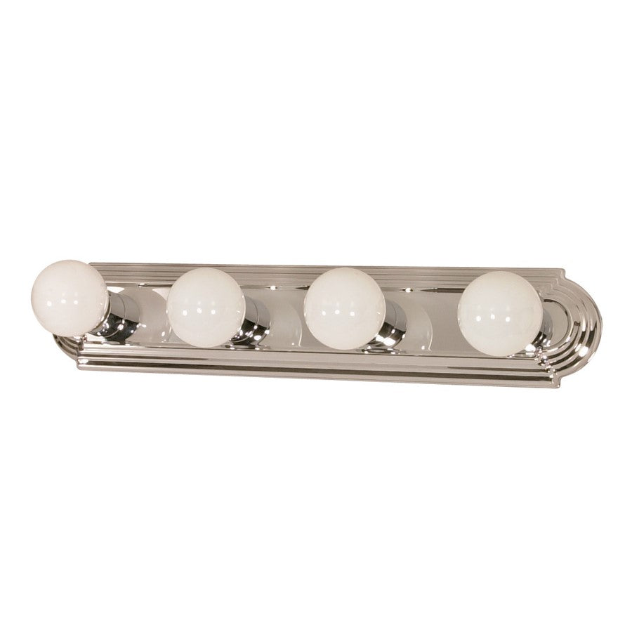 Nuvo Lighting 60-297 24in 4-Light Vanity Light | Polished Chrome and Alabaster Glass | Bathroom Vanity | 24 x 4.75 x 2 in | Model 60-297