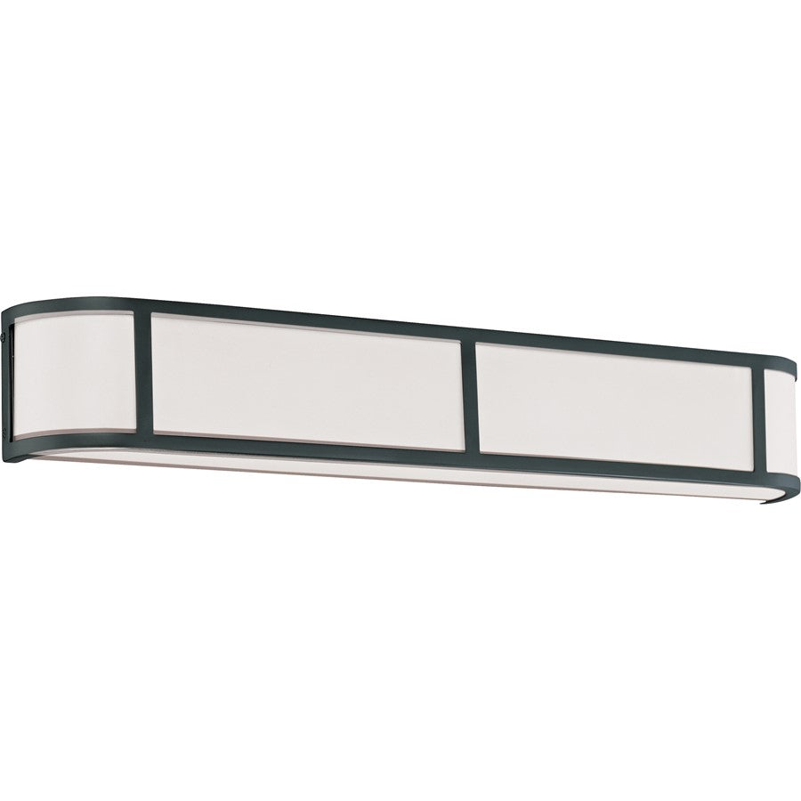 Nuvo Odeon 32in 4-Light Wall Sconce | Transitional Aged Bronze and Satin White Glass | Living Room & Hallway Accent | 32 x 5 x 4.25 in | Model 60-2974