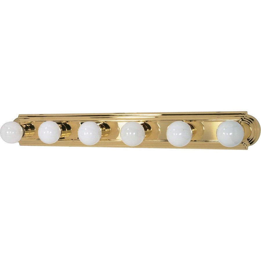 Nuvo Lighting 60-310 36in 6-Light Vanity Light | Traditional Polished Brass and Alabaster Glass | Bathroom Vanity | 36 x 4.75 x 2 in | Model 60-310