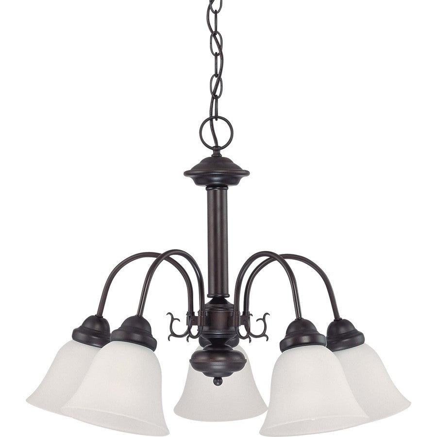 Nuvo Ballerina 24in 5-Light Chandelier | Traditional Mahogany Bronze and Frosted White Glass | Dining Room & Living Room | 20 x 8 x 20 in | Model 60-3141