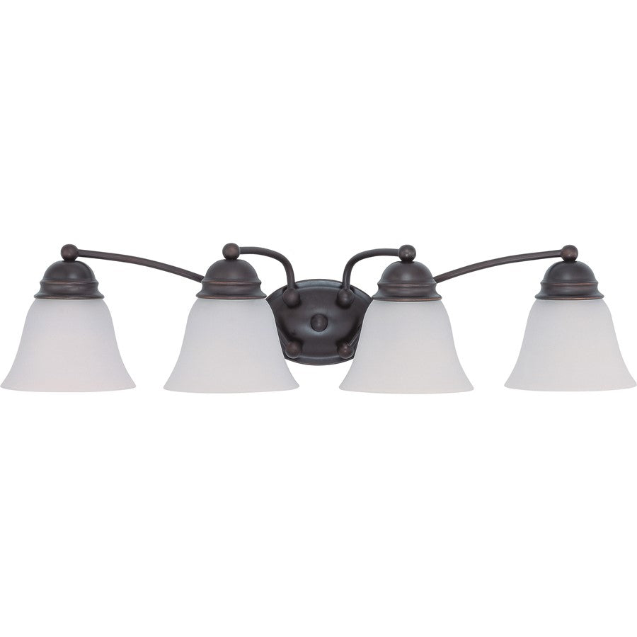 Nuvo Lighting Empire 29in 4-Light Vanity Light | Traditional Mahogany Bronze and Frosted White Glass | Bathroom Vanity & Powder Room | Model 60-3168