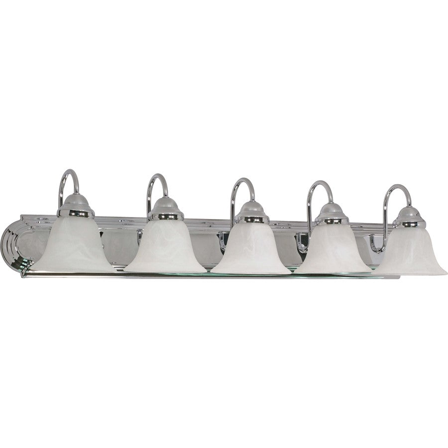 Nuvo Ballerina 36in 5-Light Vanity Light | Polished Chrome and Alabaster Glass | Bathroom Vanity | 36 x 8.5 x 7.625 in | Model 60-319