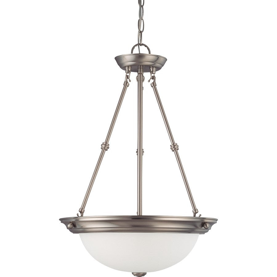 Nuvo Lighting 60-3247 15in 3-Light Pendant | Brushed Nickel and Frosted White Glass | Kitchen Island & Dining Room | 15 x 15 x 23 in | Model 60-3247