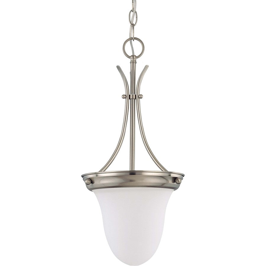 Nuvo Lighting 10in 1-Light Pendant | Brushed Nickel and Frosted White Glass | Kitchen Island & Dining Room | 9.75 x 9.75 x 20.5 in | Model 60-3259