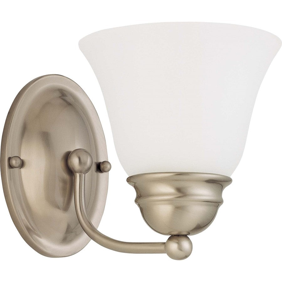 Nuvo Lighting Empire 7in 1-Light Vanity Light | Brushed Nickel and Frosted White Glass | Bathroom Vanity | 6.25 x 9 x 6.5 in | Model 60-3264