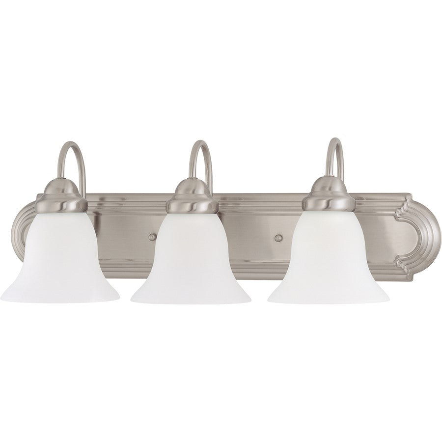 Nuvo Ballerina 24in 3-Light Vanity Light | Brushed Nickel and Frosted White Glass | Bathroom Vanity | 24 x 7.625 x 8.5 in | Model 60-3279
