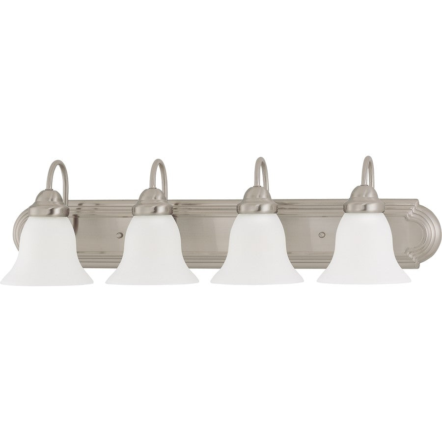Nuvo Ballerina 30in 4-Light Vanity Light | Transitional Brushed Nickel and Frosted White Glass | Bathroom Vanity & Powder Room | 30 x 8.5 | Model 60-3281